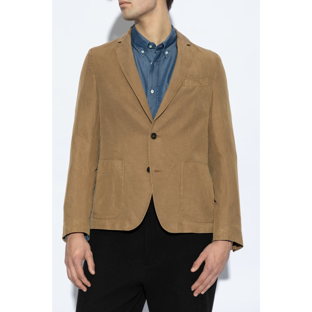 Officine Générale Blazer met linnen afwerking Brown Heren