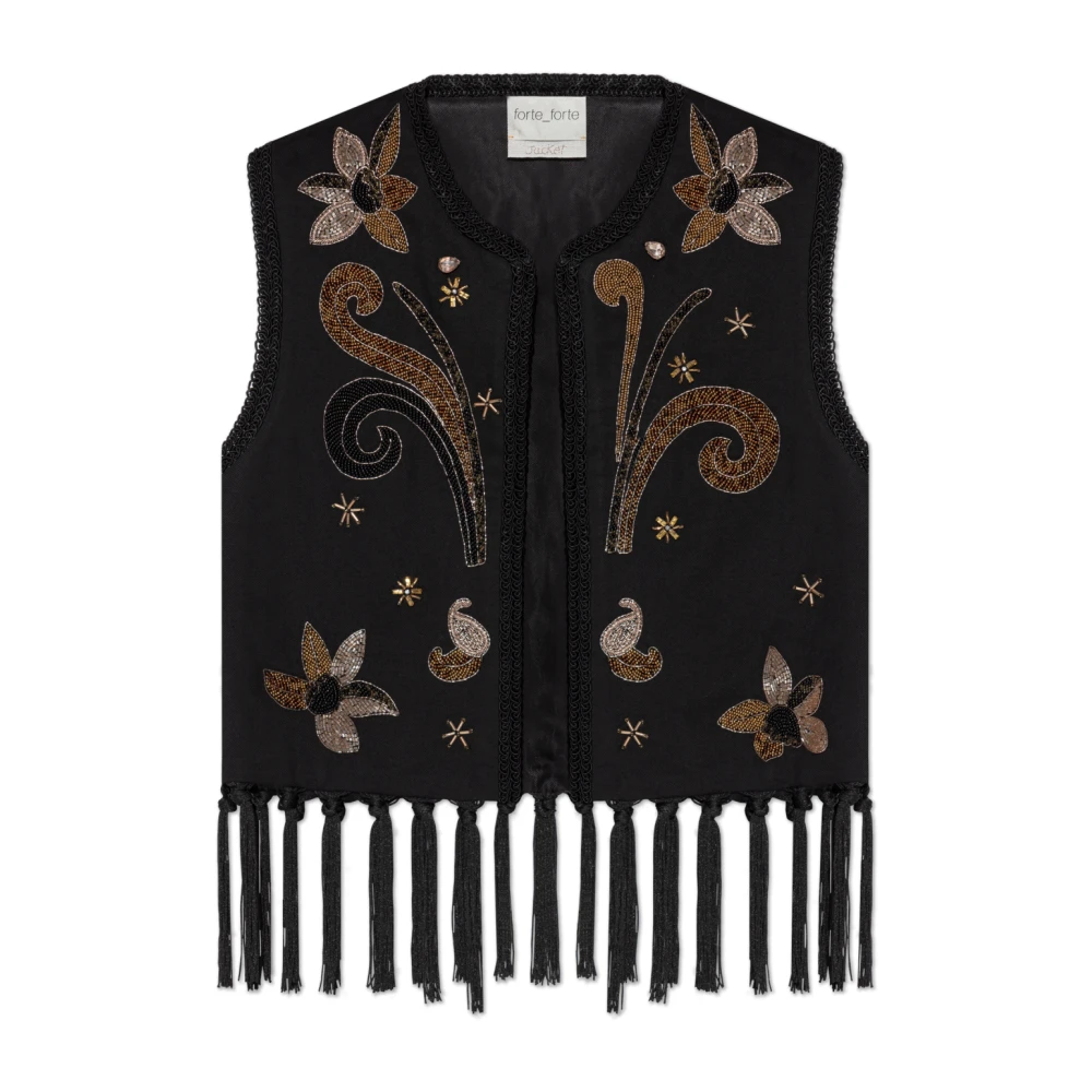 Forte Vest met glinsterende applicaties Black Dames