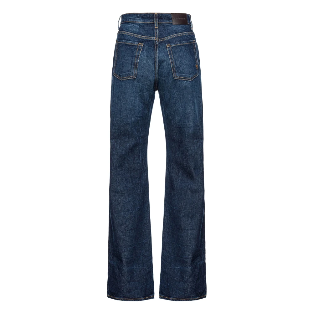 pinko Wijde Pijp Blauwe Katoenmix Jeans Blue Dames