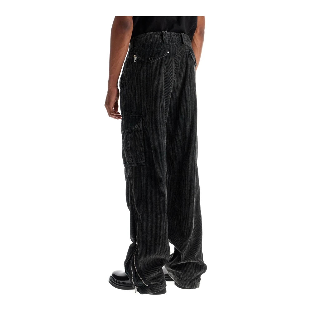 Dolce & Gabbana Corduroy Cargo Broek met Kniebocht Gray Heren