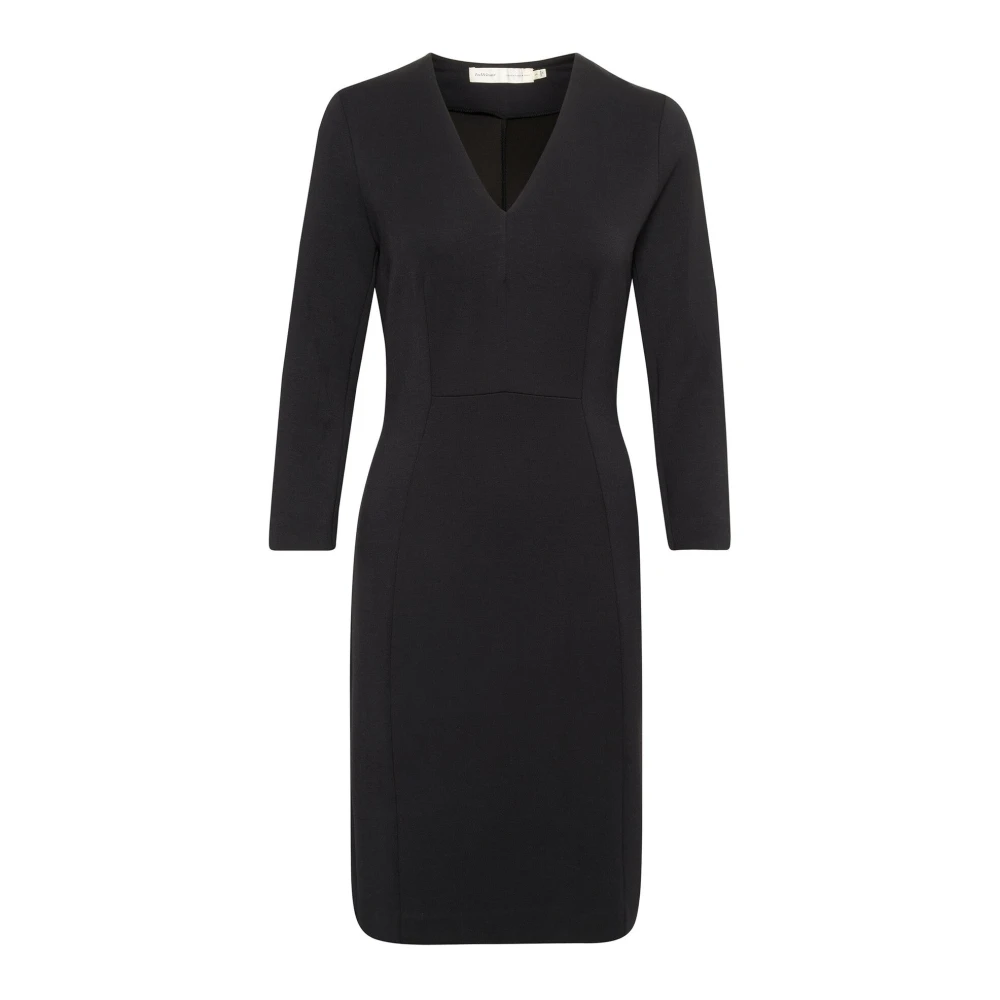 Inwear Black Fitted Dress With ¾ Sleeves - Female - Midi Dresses - Xs - Dresses
