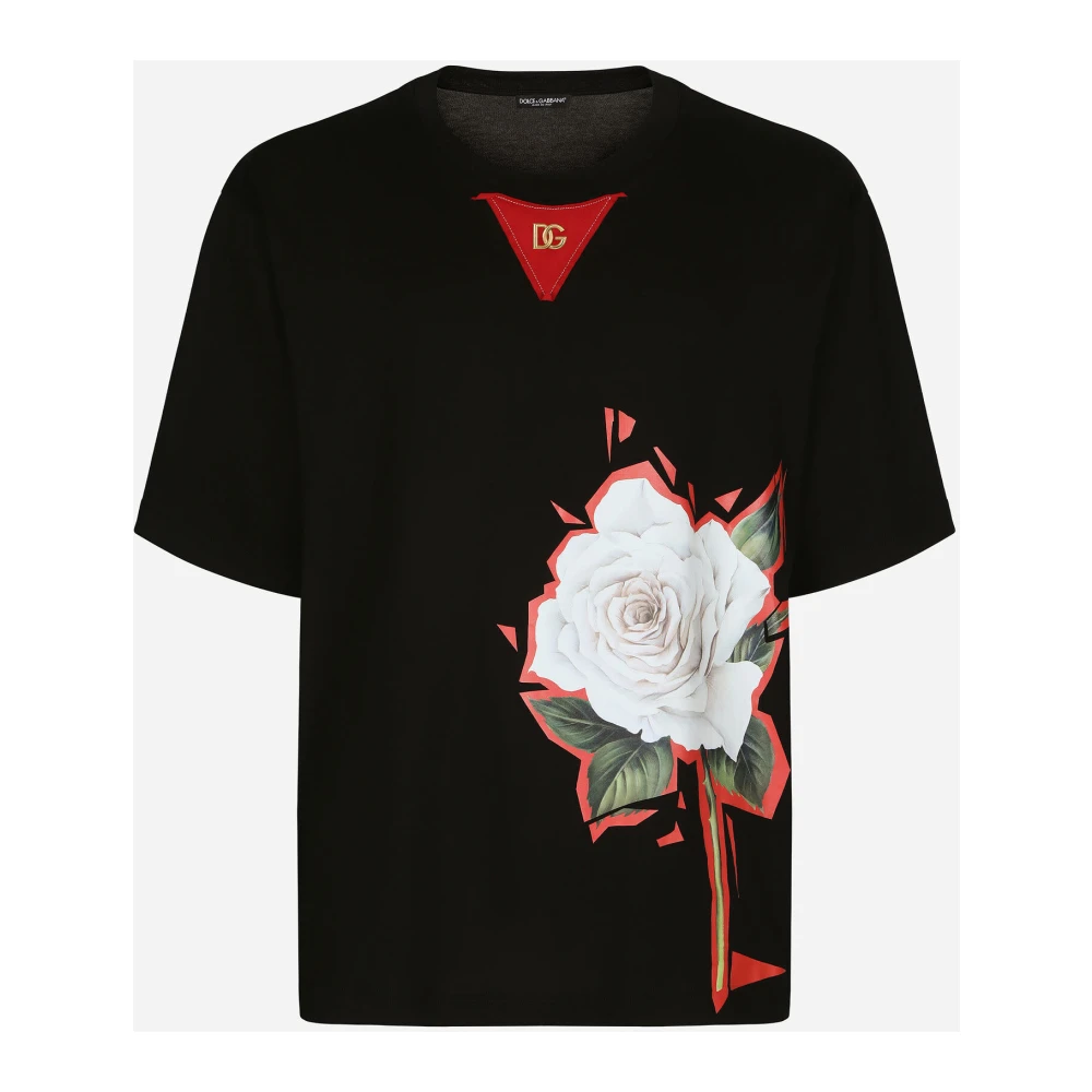 Dolce & Gabbana floral print cotton T-shirt Black Heren