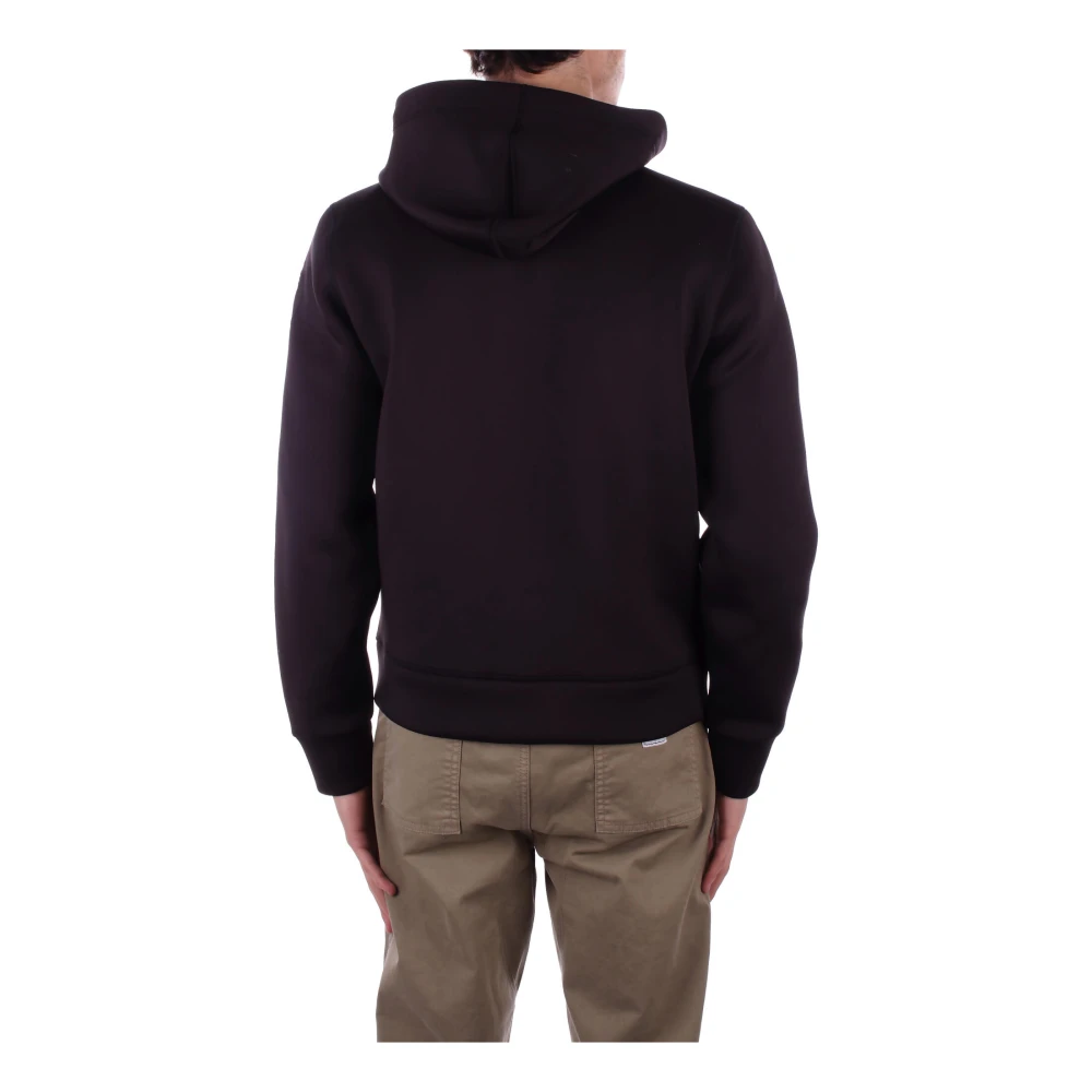 Blauer Hooded Jas Zwart Logo Rits Zakken Black Heren