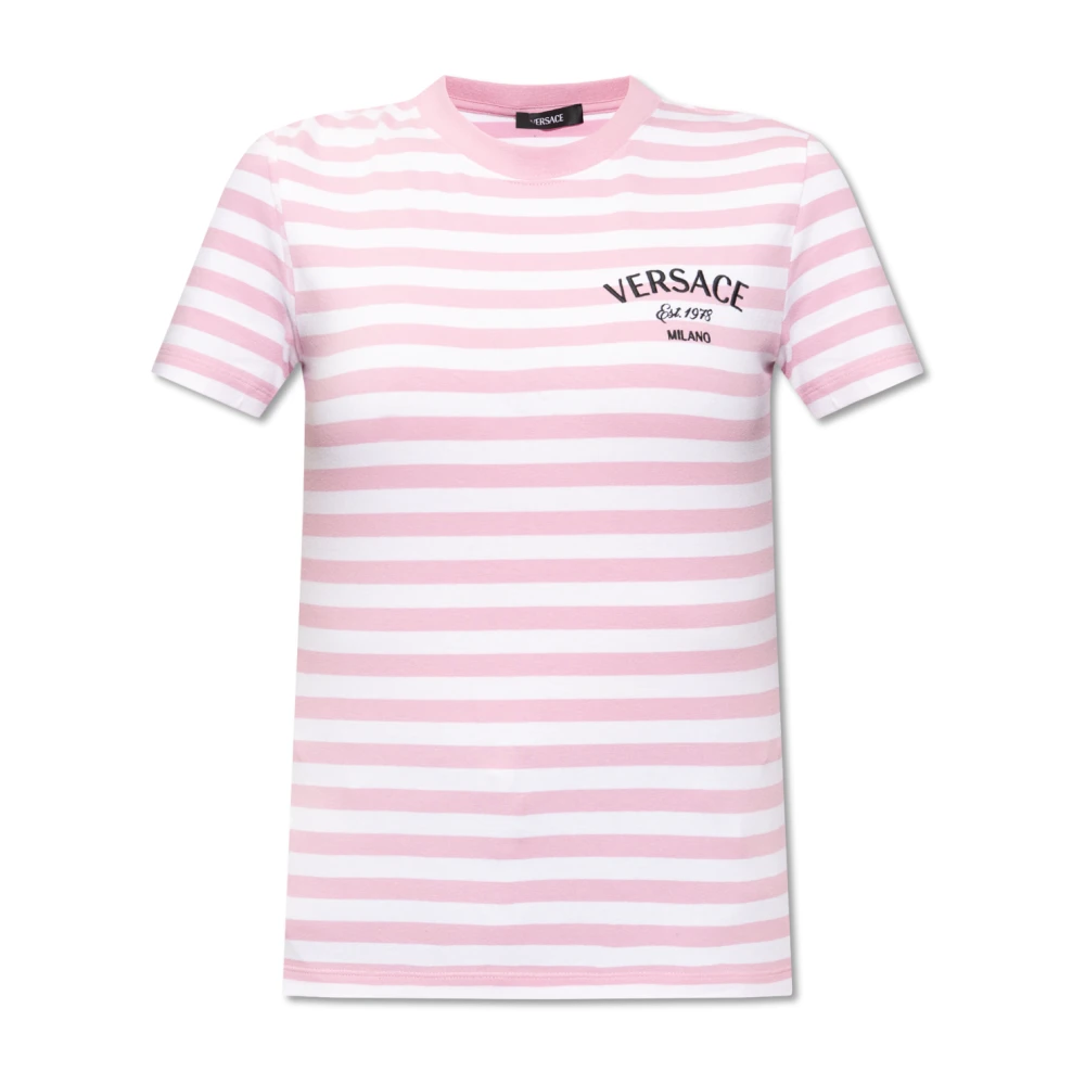 Versace Randig T-shirt Pink, Dam