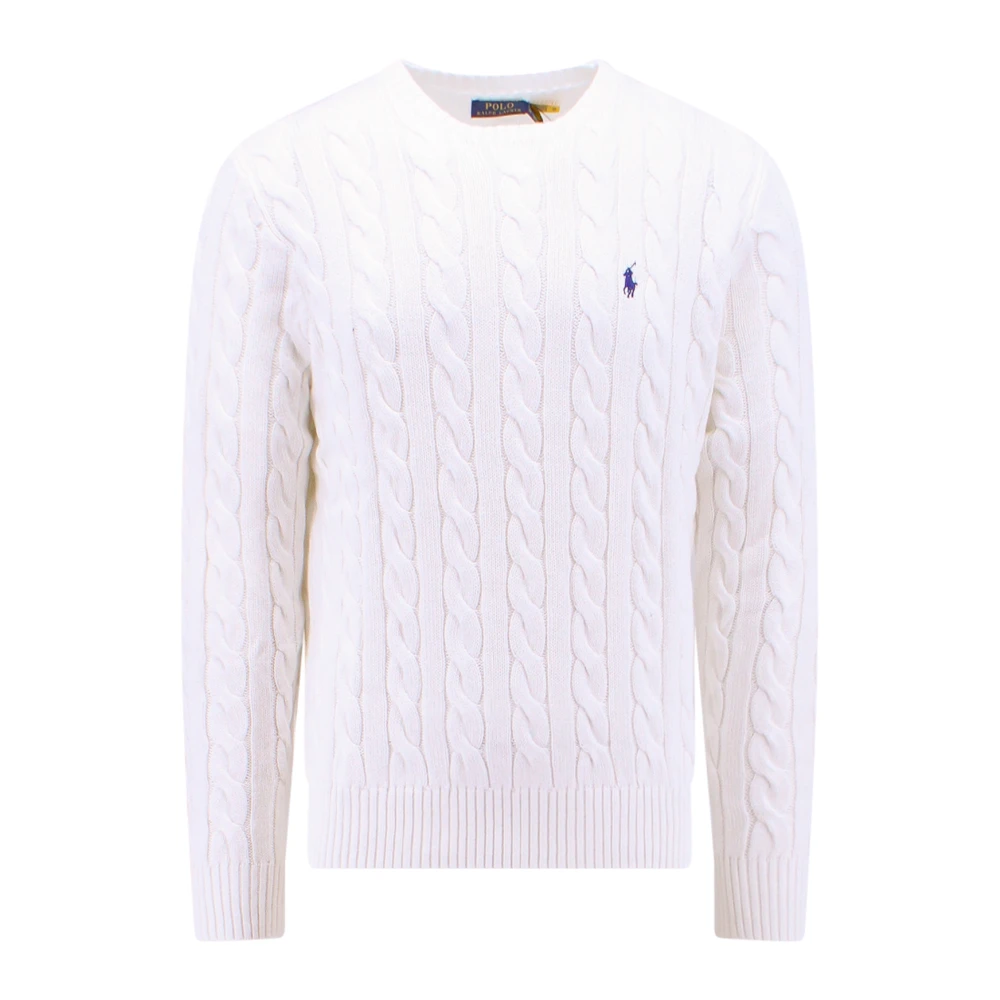Polo Ralph Lauren Iconische Logo Katoenen Trui Kabelbreisel White Heren