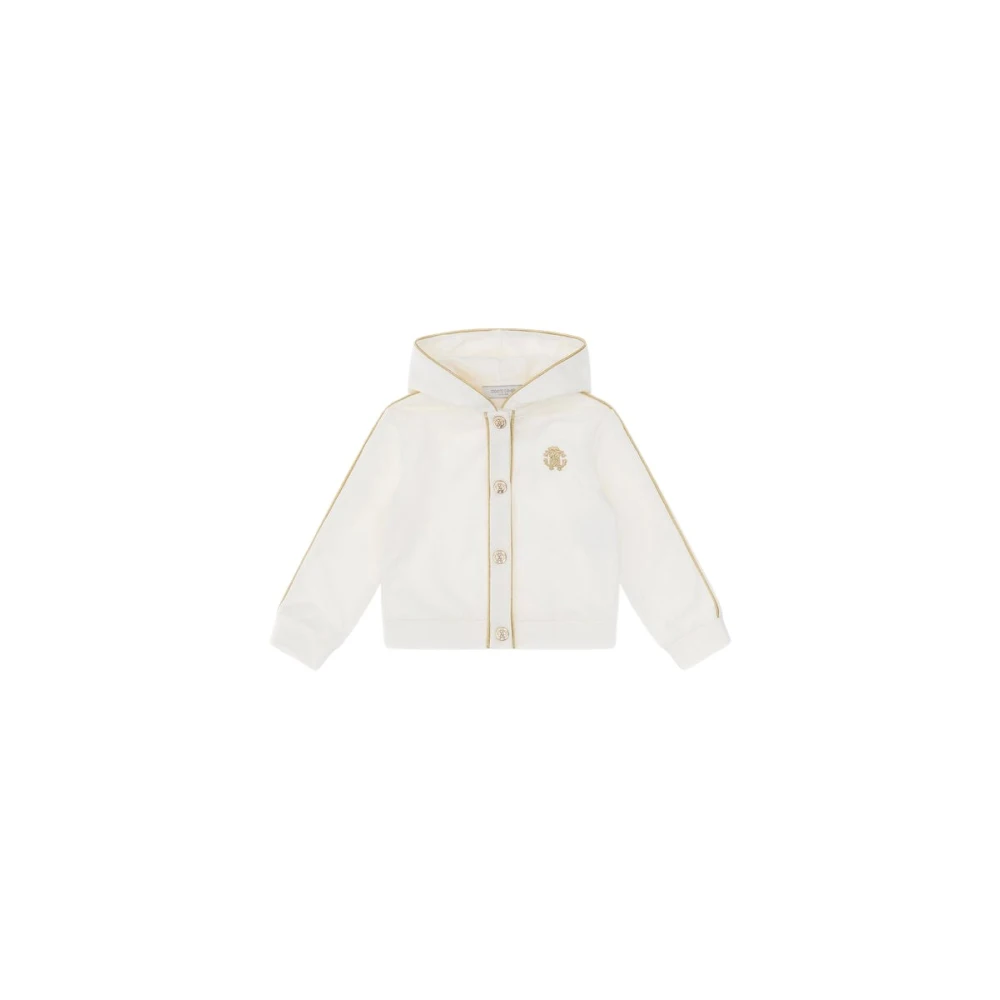 Roberto Cavalli Girls White Kids Sweatshirts, 3 Y, Monogram Hoody With Metal Button Closure