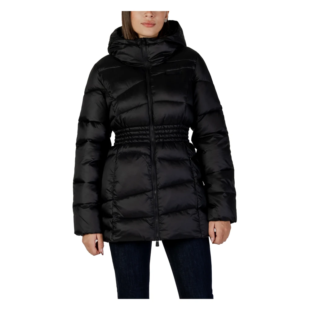 Emporio Armani Ea7 Donna Nero Bomber Sportivo Con Cappuccio