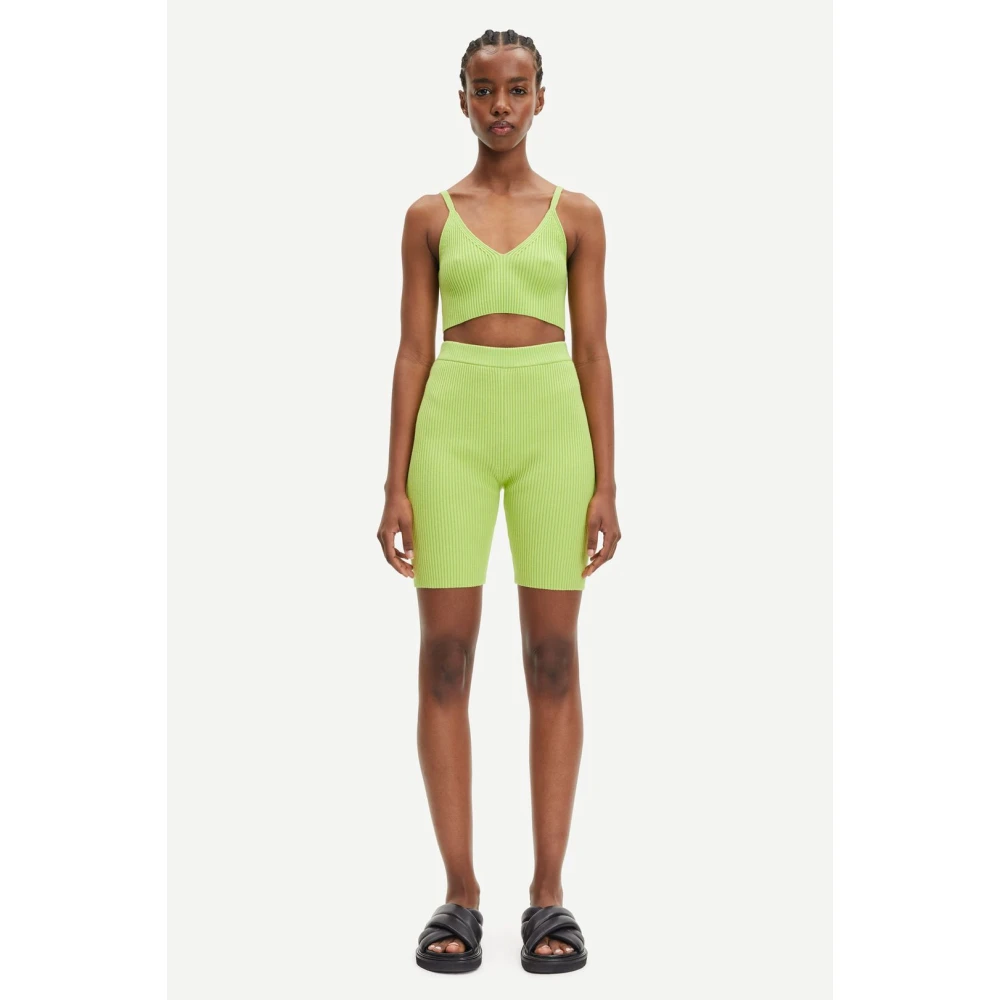 Samsøe Geribbelde Gebreide Crop Top Green Dames
