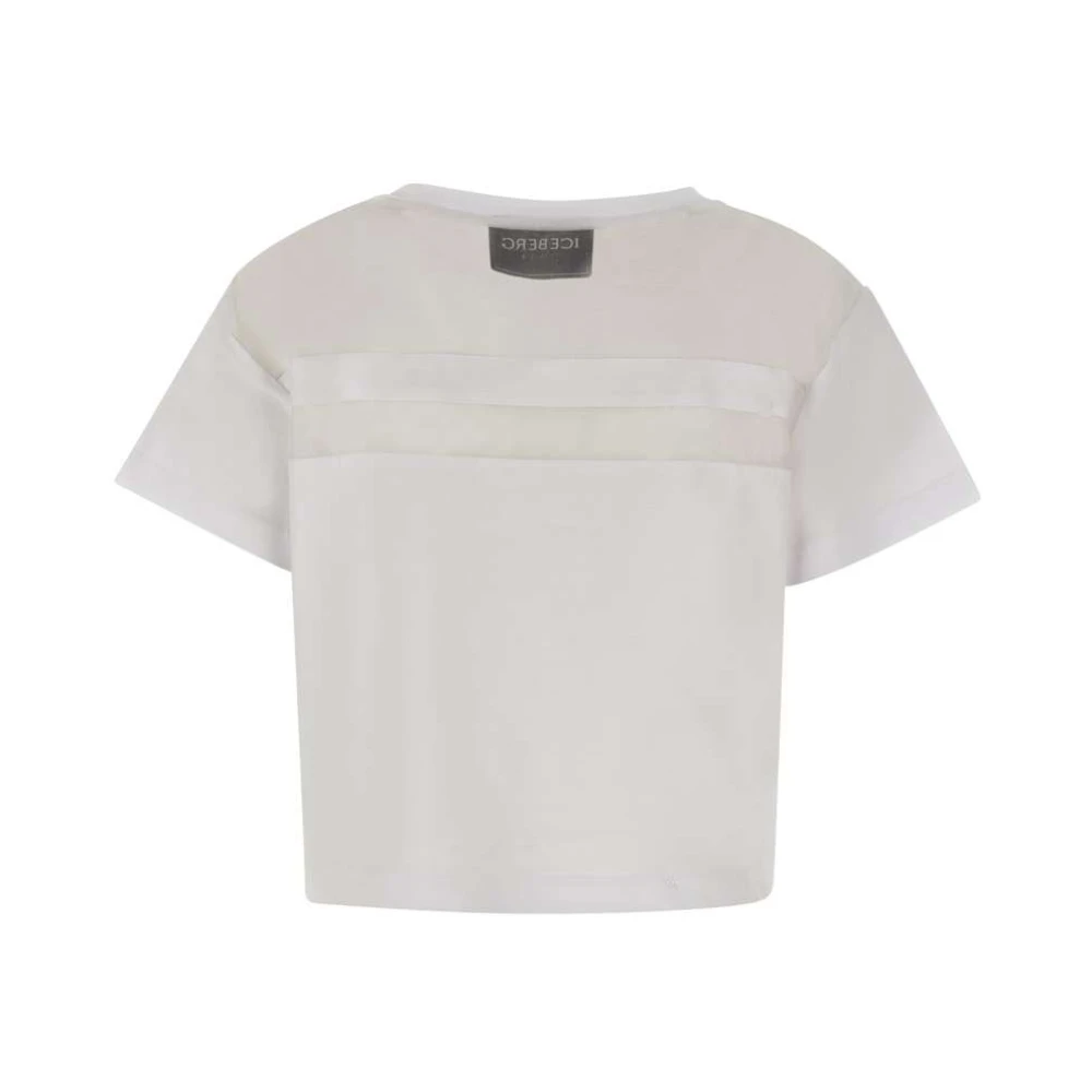 Iceberg Witte Katoenen Jersey T-shirt met Zijden Organza Details White Dames