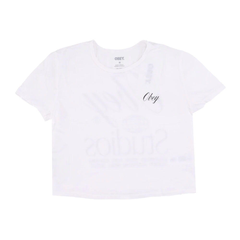 Obey Women's White Cropped Chloe Tee T-Shirt