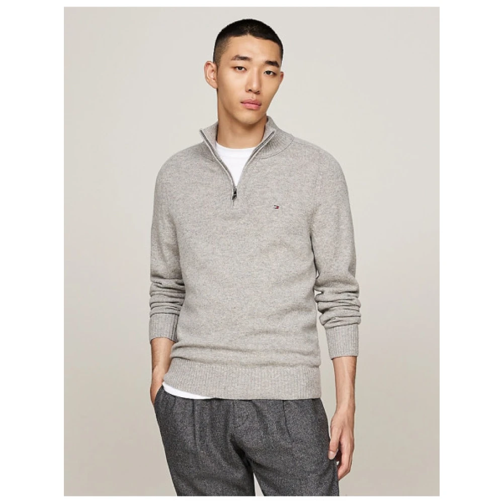 Tommy Hilfiger Wollen Half-Zip Trui Gray Heren