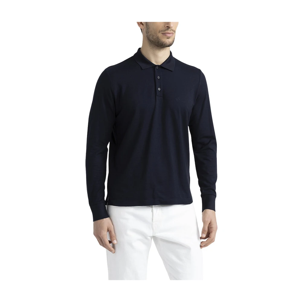 PESERICO Zachte katoenen en tencel piqué poloshirt Blue Heren