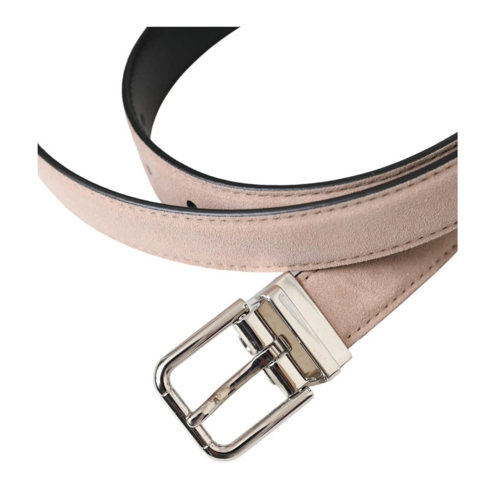 Dolce & Gabbana Beige Suède Riem met Zilveren Gesp Beige Heren