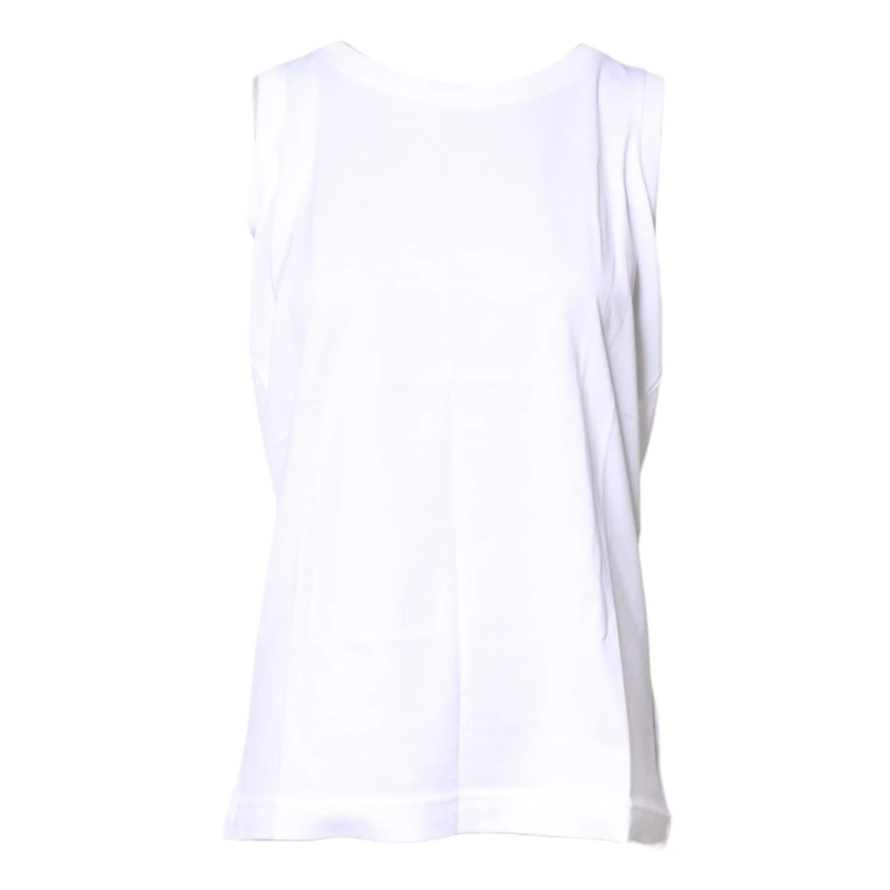 Dolce & Gabbana Women's White Cotton Sleeveless Crew Neck T-Shirt