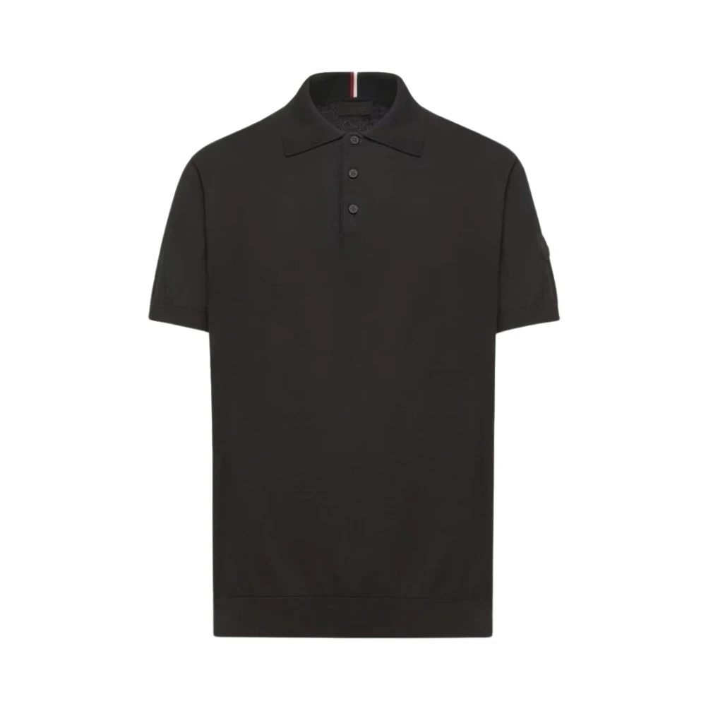 Moncler , Polo Shirts, Male, Black, Xl, Knitted Polo Shirt