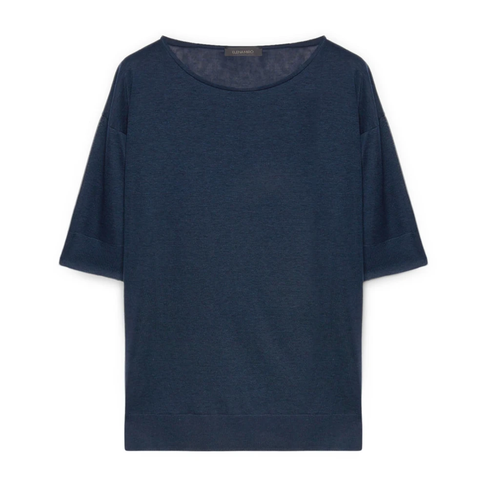 Elena Mirò Chic T-shirt met kwartmouwen Blue Dames