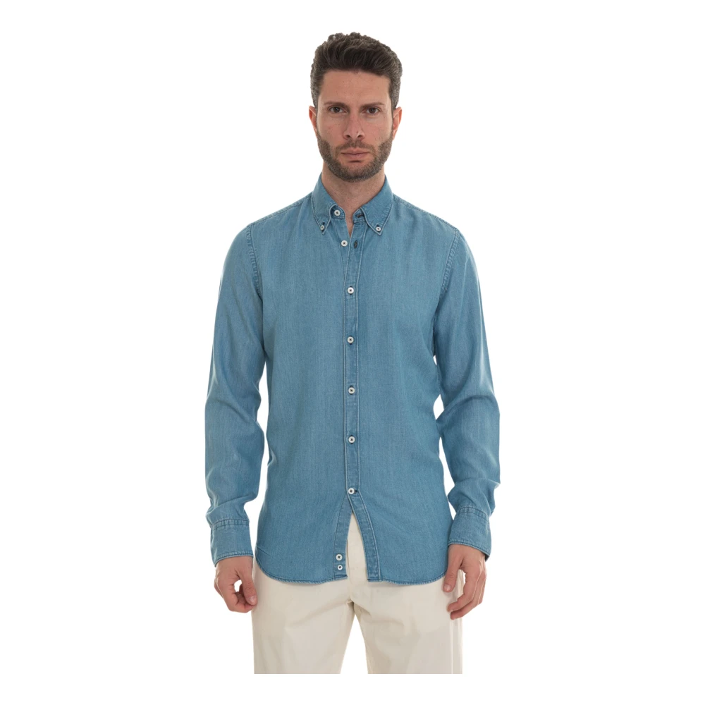 Canali Elegant Classic Shirt Blue Heren