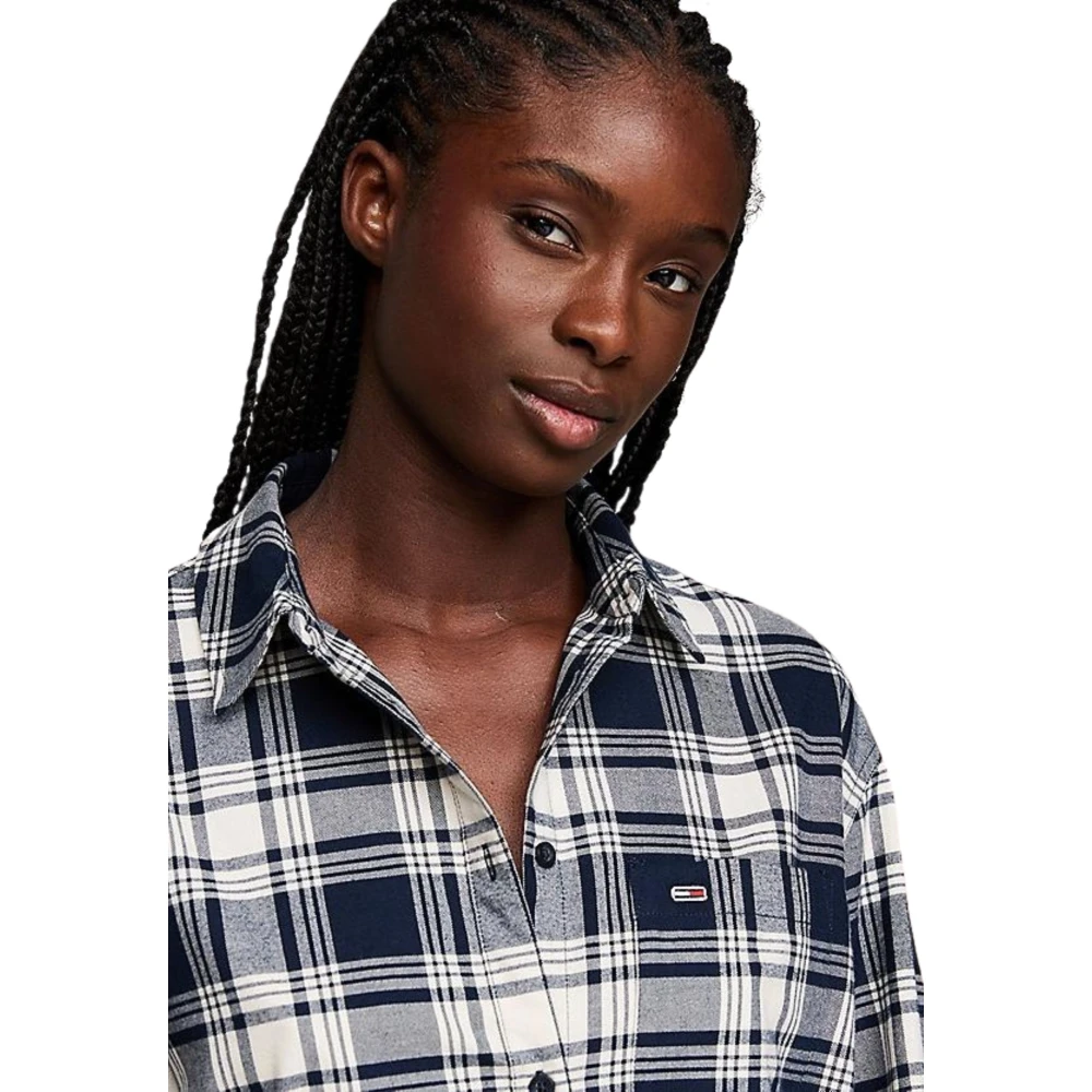 Tommy Hilfiger Grijze geruite overhemdjurk Gray Dames