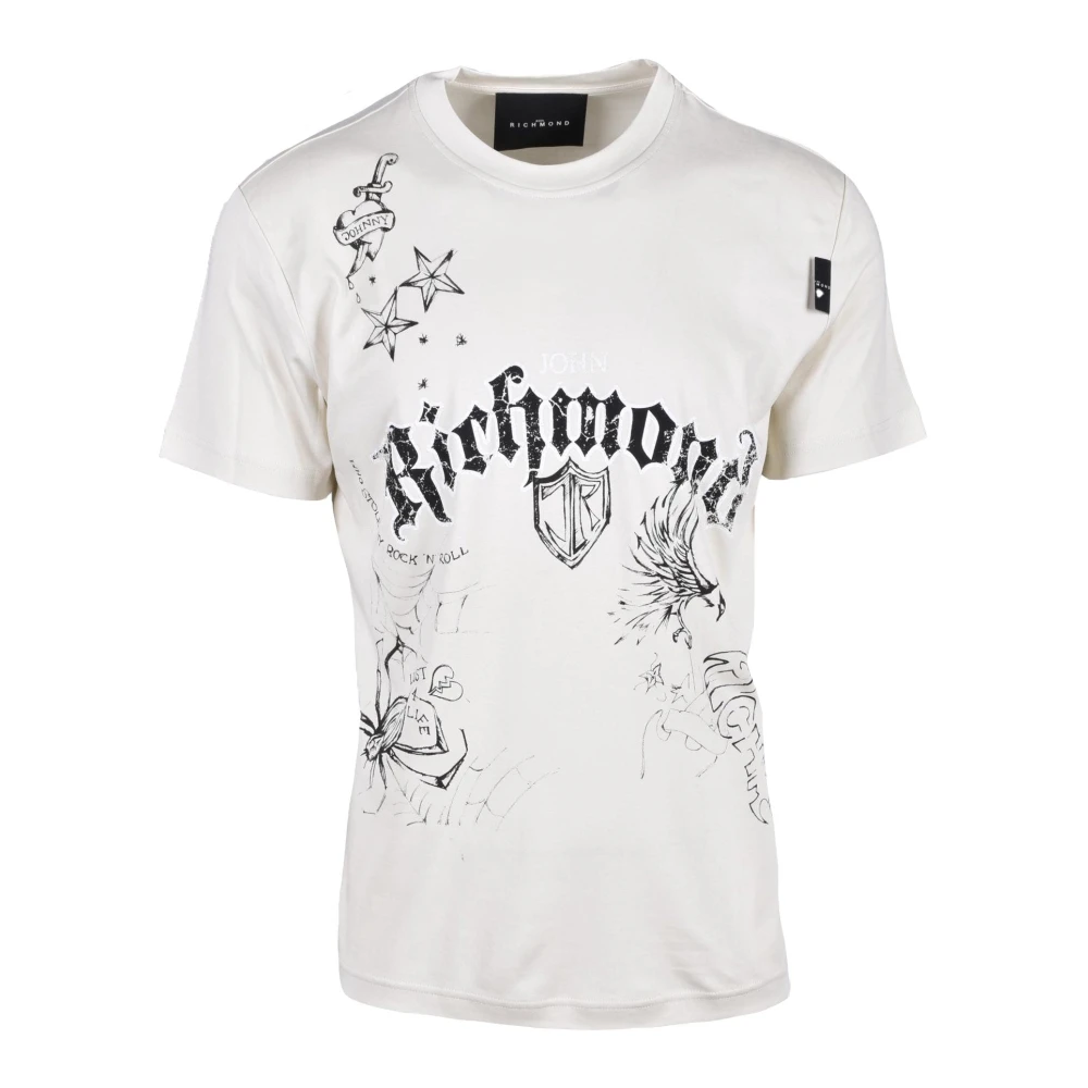 John Richmond Katoenen T-shirt Beige Heren