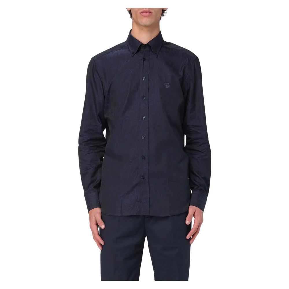 ETRO Roma Logo Shirt Blue Heren