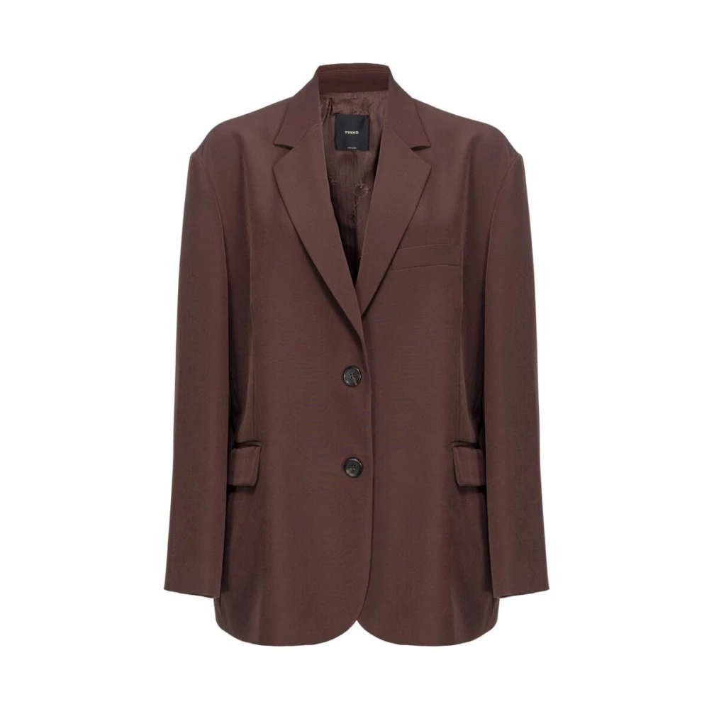 Pinko Bruine Chocoladejas met Inkeping Revers Brown Dames