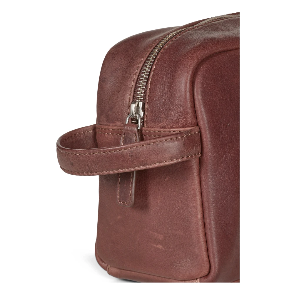 Howard London Bruine Lederen Washbag Brown Heren