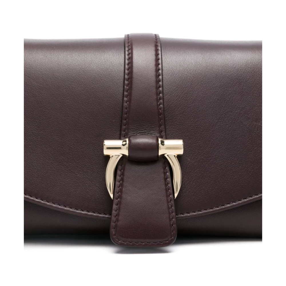 Salvatore Ferragamo Bruin Kalfsleer Flap Schoudertas Brown Dames
