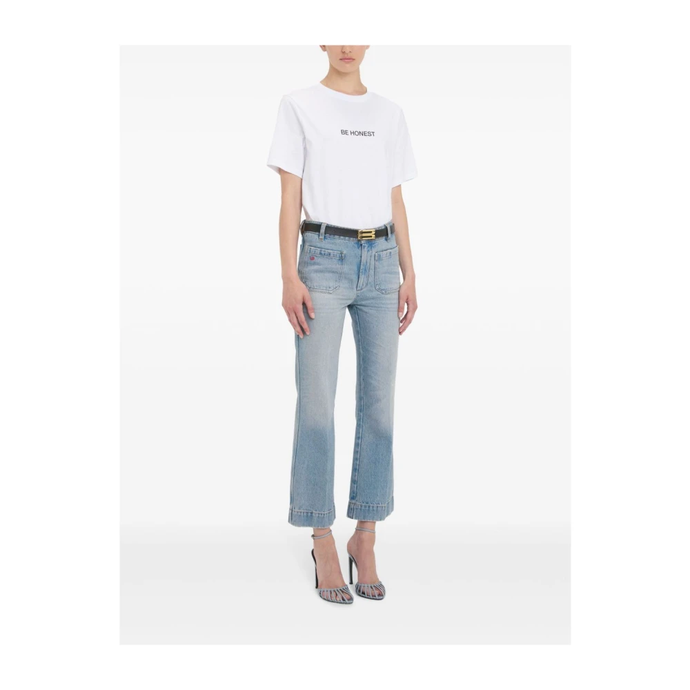 Victoria Beckham Blauwe Cropped Jeans met Zakken Blue Dames