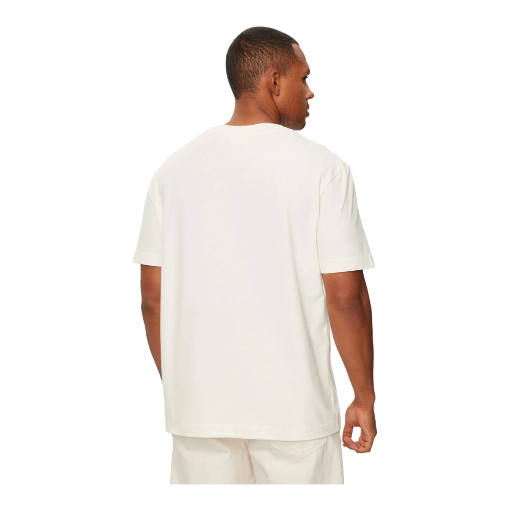 Calvin Klein Logo Katoenen T-shirt Beige Ronde Hals Korte Mouw White Heren