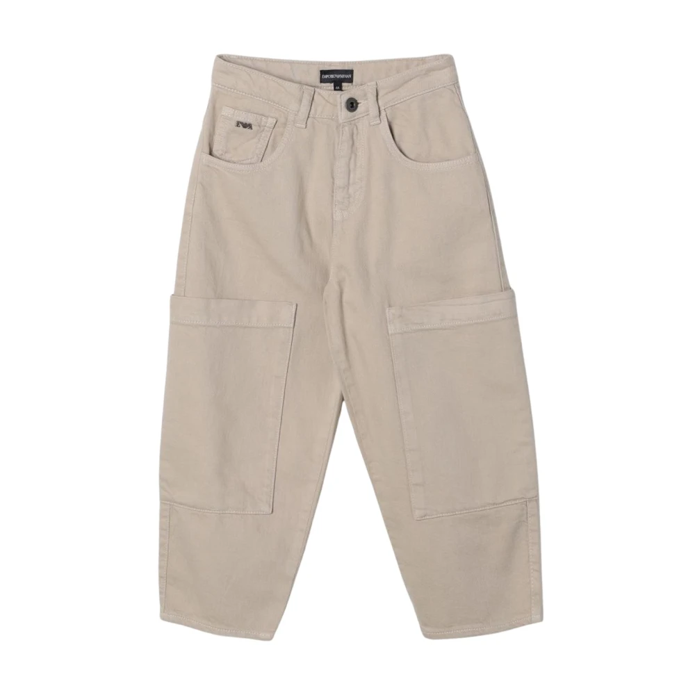 Emporio Armani Unisex Kids Beige Trousers, 4 Y, Comfortable Fit Garment Dyed Trousers With Pockets And Zip Fastening