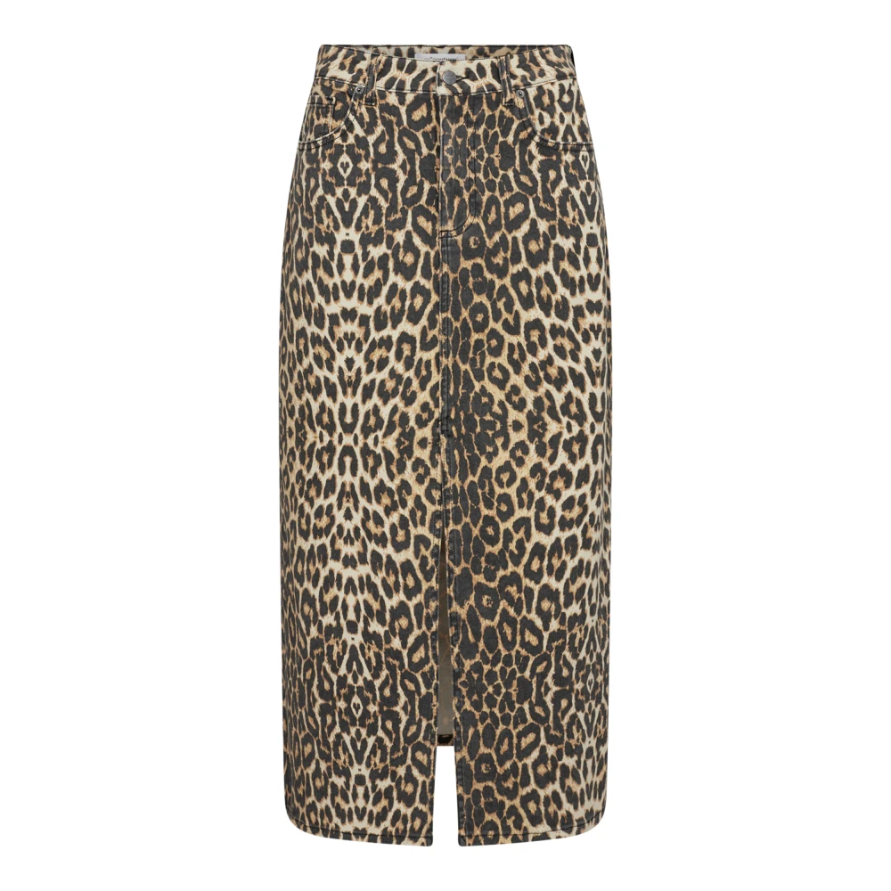 Co'Couture Leo Denim Split Rok Brown Dames