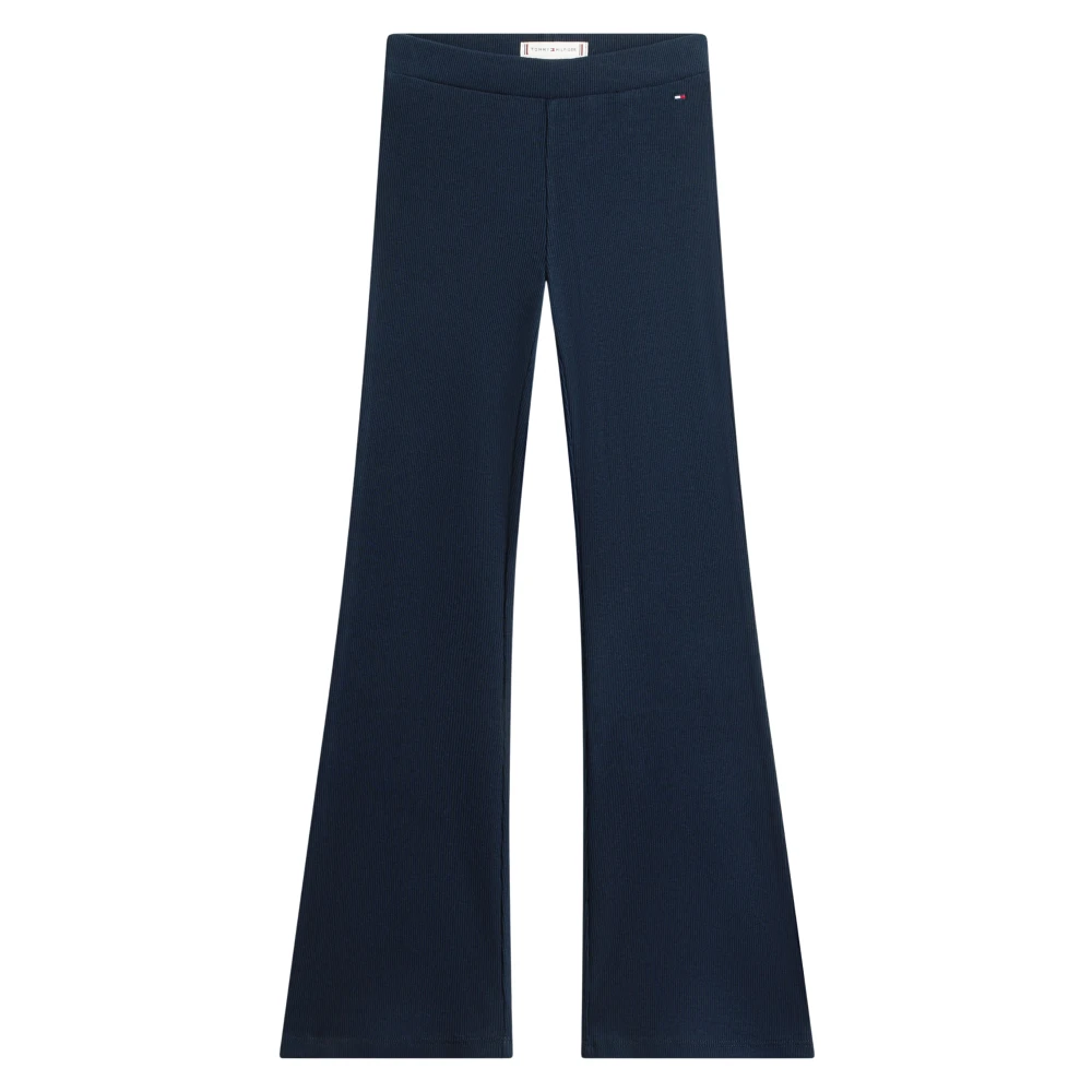 Tommy Hilfiger Girls Blue Essential Ribbed Extra Slim Flared Leggings - Trousers - 12 Y - Kids