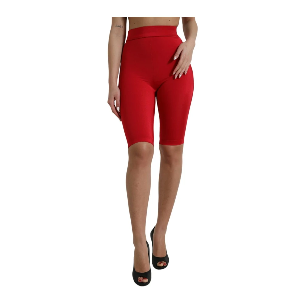 Dolce & Gabbana Women's Red Highwaisted Biker Shorts