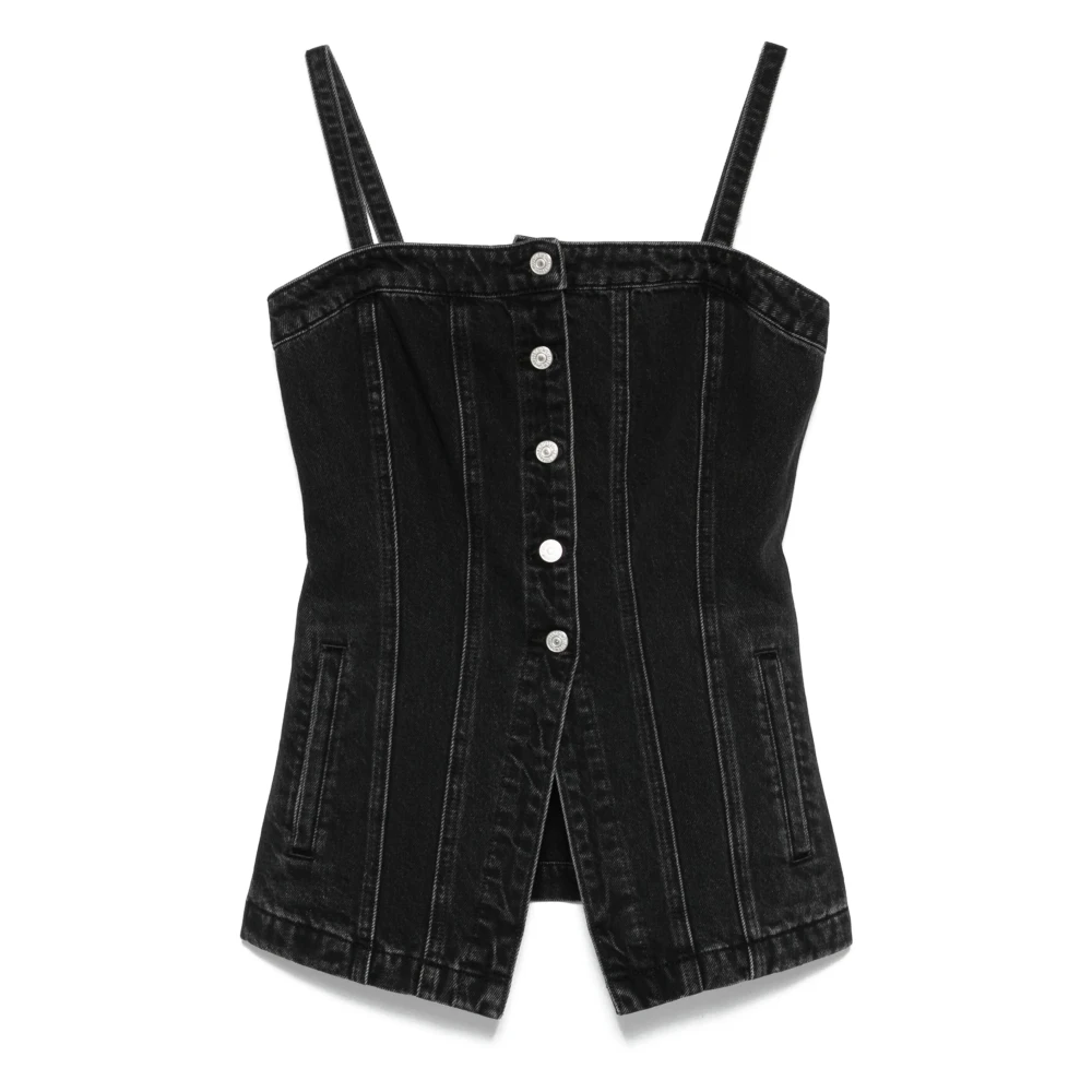 Levi's Women's Black Tailored Bustier Open Mind Vest - Sleeveless Tops - S - Tops