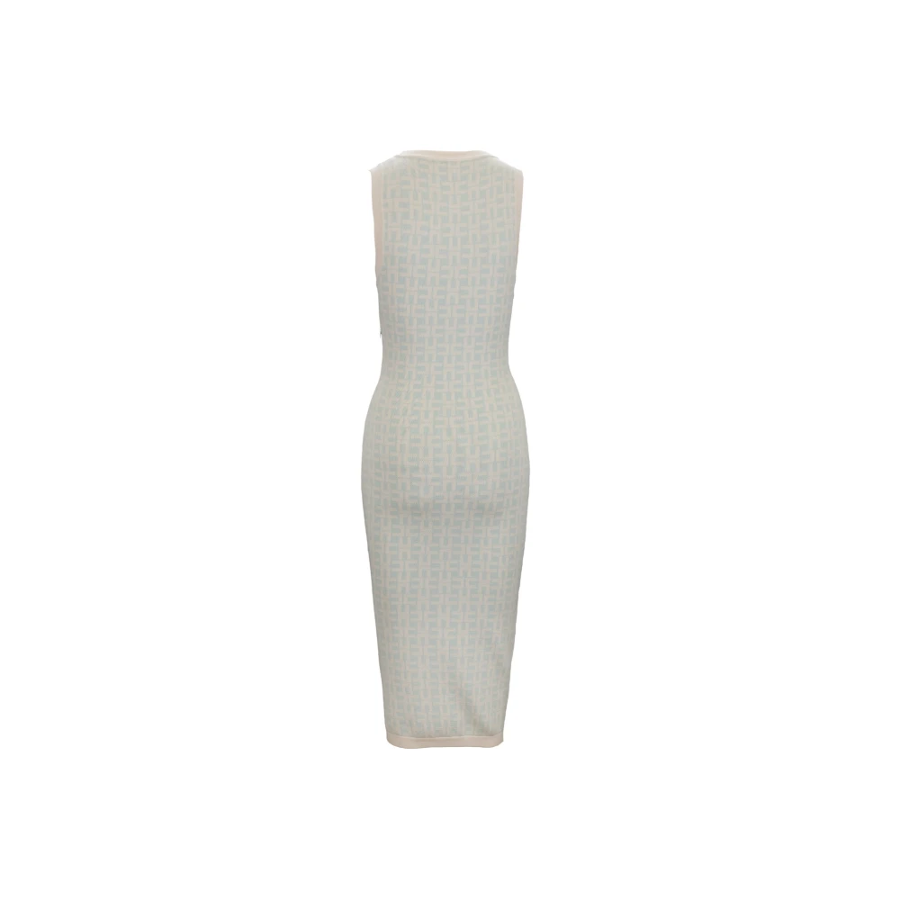 Elisabetta Franchi Mouwloze Midi Jurk met Rits Blue Dames