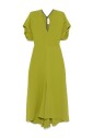 groene-midi-jurk-met-blouson-mouwen