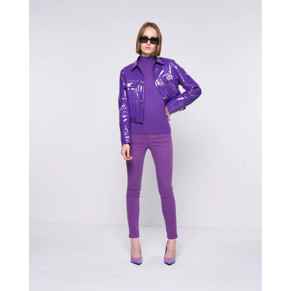 Silvian Heach Vinyl jack met korte snit Purple Dames