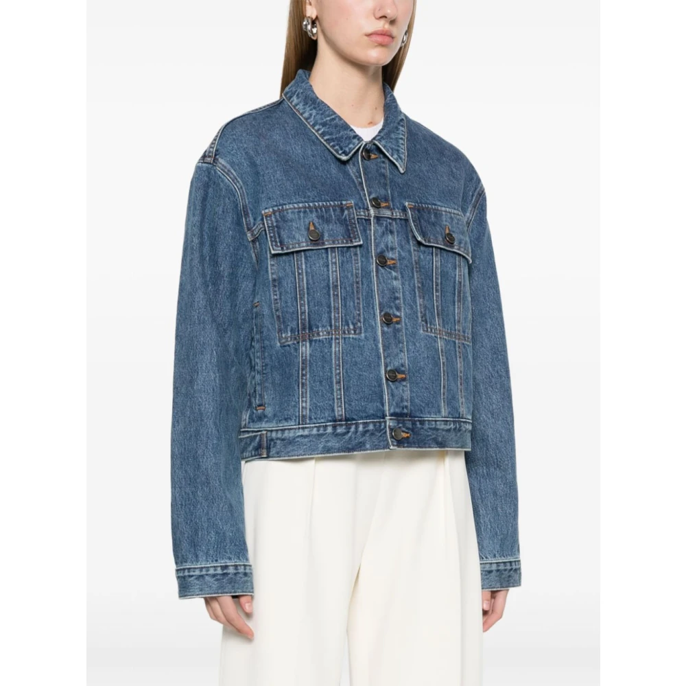Khaite Blauwe Denim Jas met Knoopsluiting Blue Dames