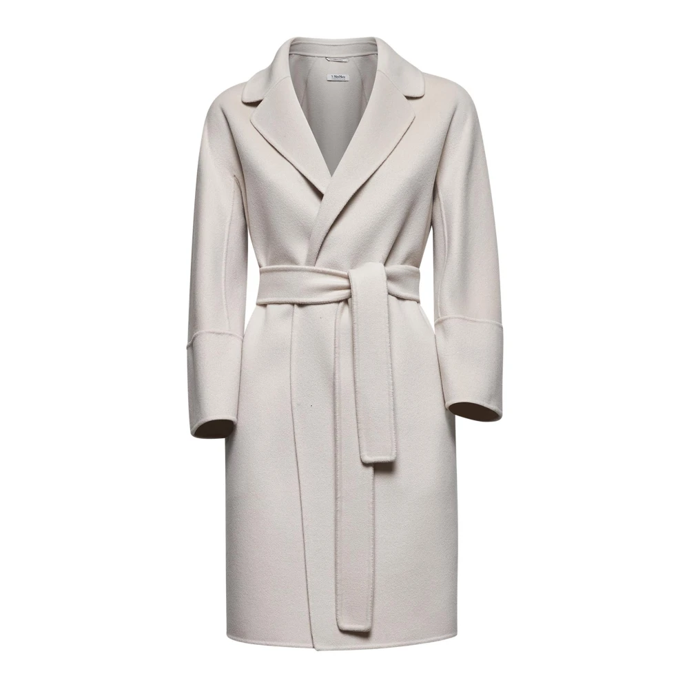 Max Mara Studio Oversized wollen jas met riem Beige Dames