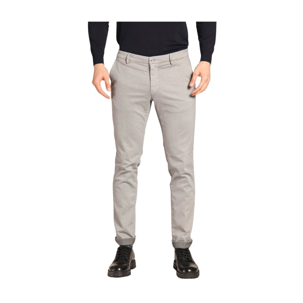 Mason's Slim Fit Katoenen Chino Broek met Micro Patroon Gray Heren