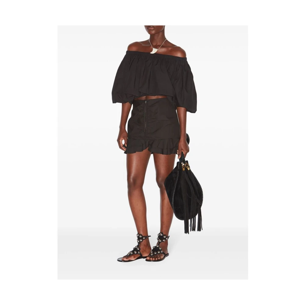 Isabel Marant Étoile Zwarte Off-Shoulder Crop Top Black Dames