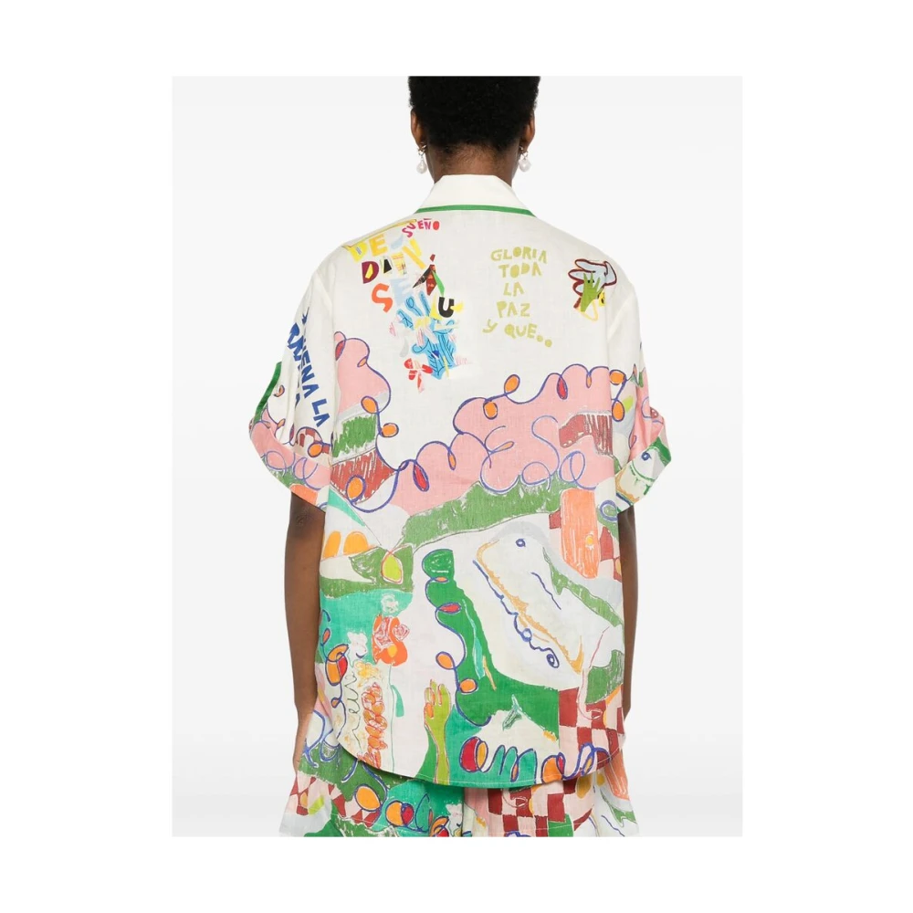 Alemais Illustratie-stijl Linnen Overhemd Multicolor Dames