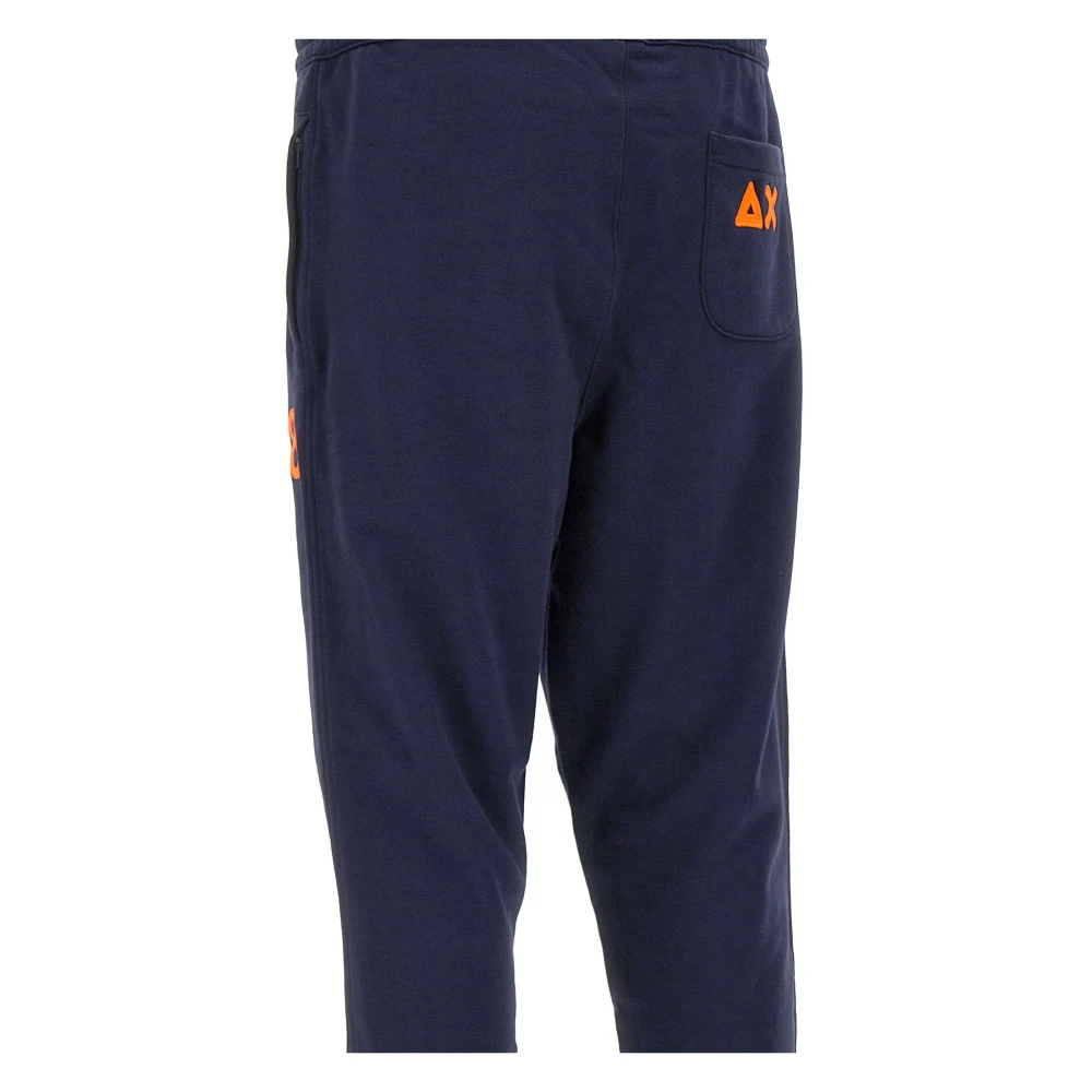 Sun68 Heren Katoenen Jogger met Oranje Piping Blue Heren