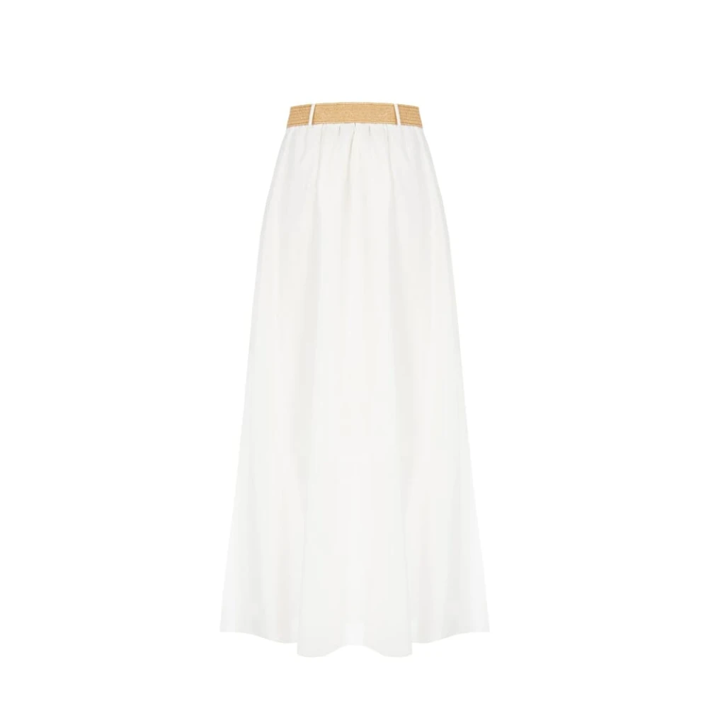RINASCIMENTO Katoenen midi-rok met riem White Dames