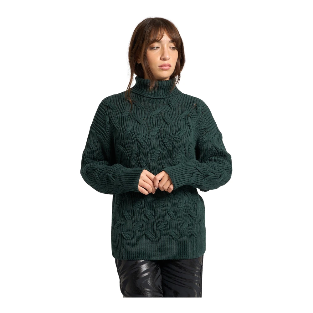 Armani Exchange Women's Green Jumper With Braided Front - Turtlenecks - S - Knitwear