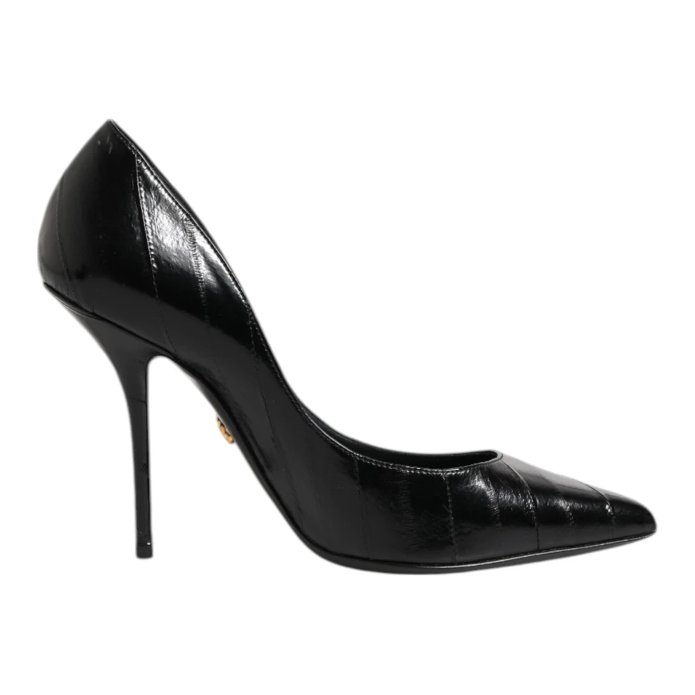 Dolce & Gabbana Women's Black Leather Stiletto High Heels Pumps