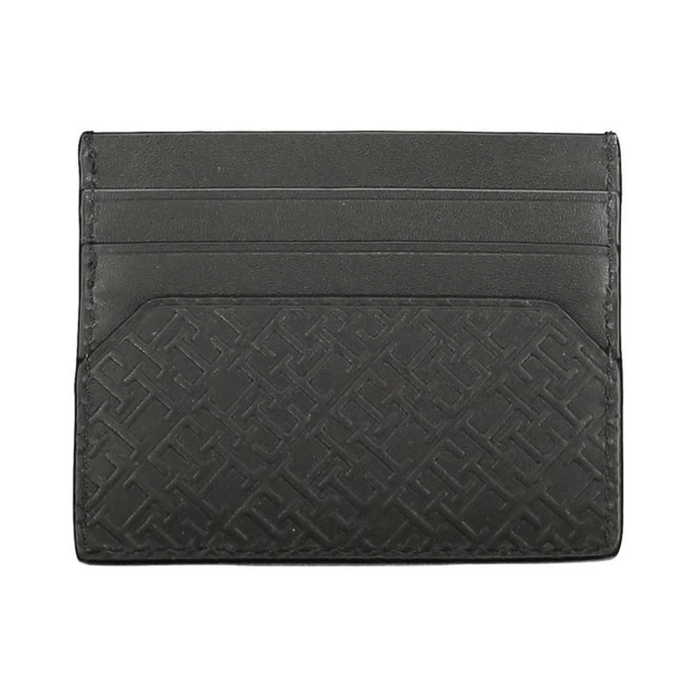 Tommy Hilfiger Zwarte leren portemonnee met kaarthouder Black Heren