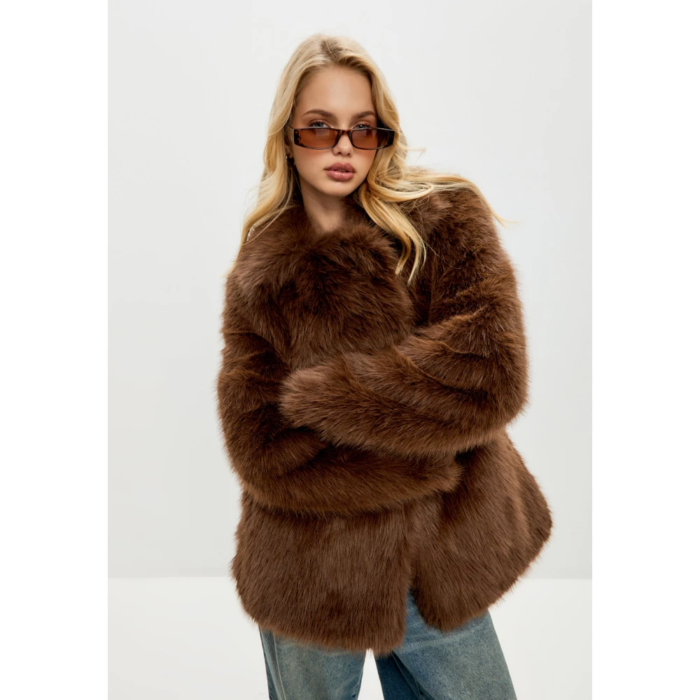 Cesare Gaspari Faux Fur & Shearling Jackets Brown Dames