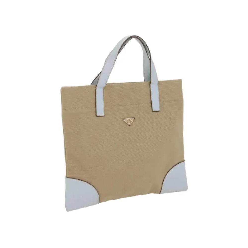 Prada Vintage Pre-owned Cotton prada-bags Beige Dames