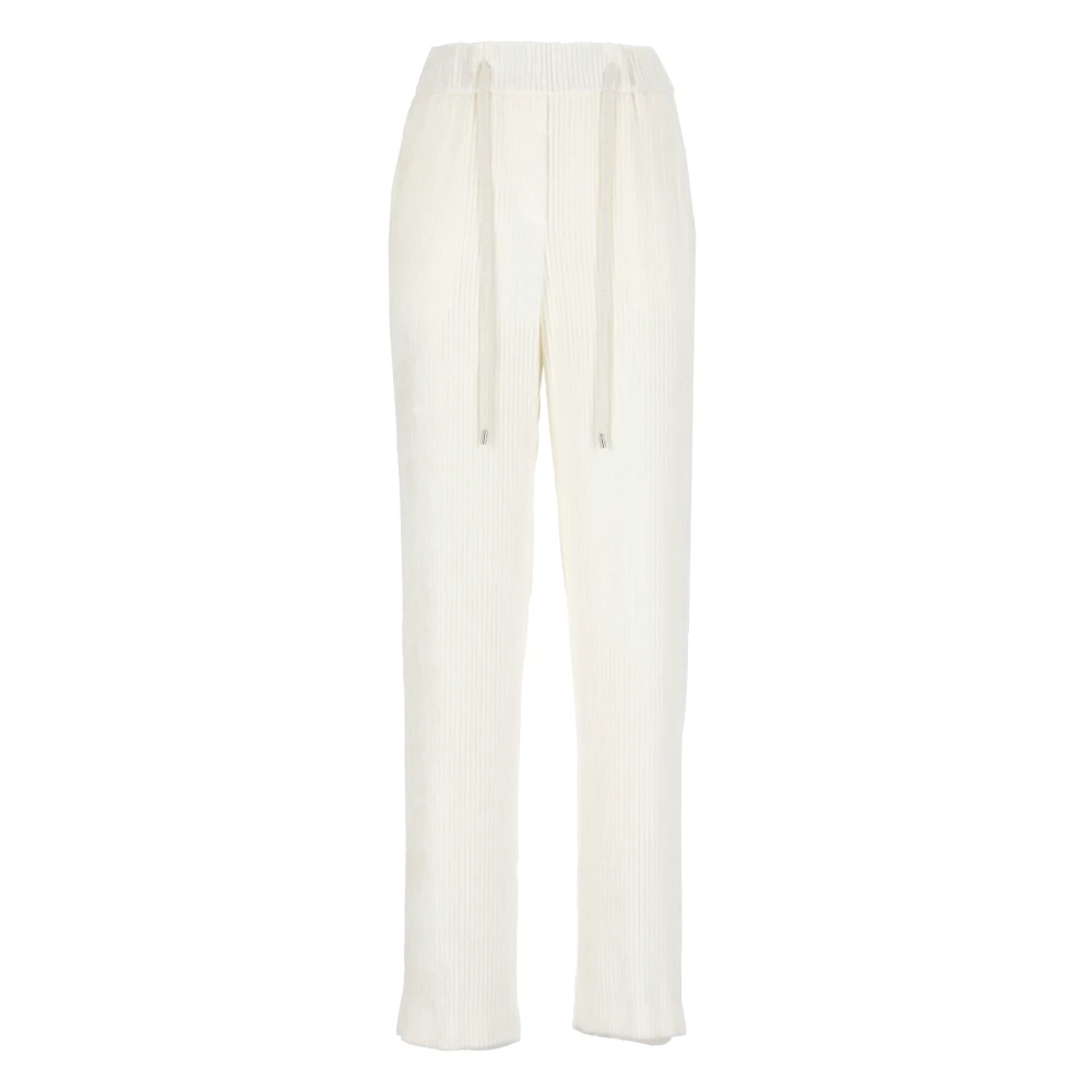 PESERICO Witte viscose broek met trekkoord White Dames
